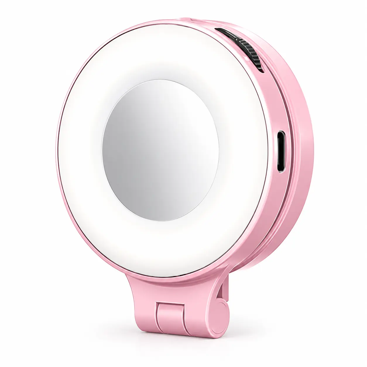 Magnetic Selfie Light for Phone, Rechargeable LED Fill Light with Mirror, Portable Clip-On Magnetic Ring Light for Selfies, Makeup, TikTok, Vlogging, Video Calls & Live Streaming, Pink