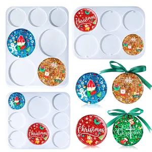 21-Cavities Keychain Resin Molds with Hole, 4 Sizes 2.95'' 2.76'' 2.36'' 1.97'' Flat Circle Round Silicone Molds for Resin, Epoxy Resin Molds for DIY Christmas Ornaments,Wedding Favor- LET'S RESIN