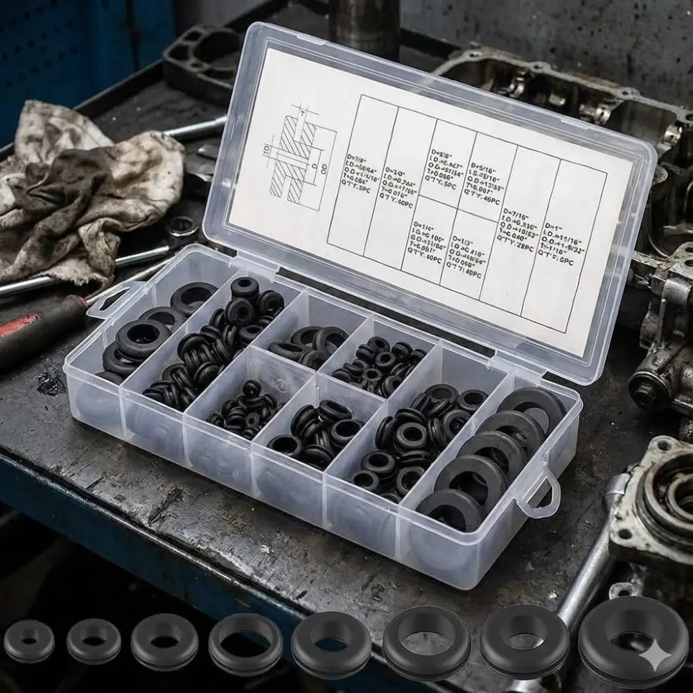 180pcs Rubber Gasket Sealing Rings Assortment Kit. Waterproof Dustproof Seal for Electrical Plugs, Cables, Automotive, Appliances, Pipes. Universal, Durable, Flexible, Anti-Aging. Essential for Repair & Installation.