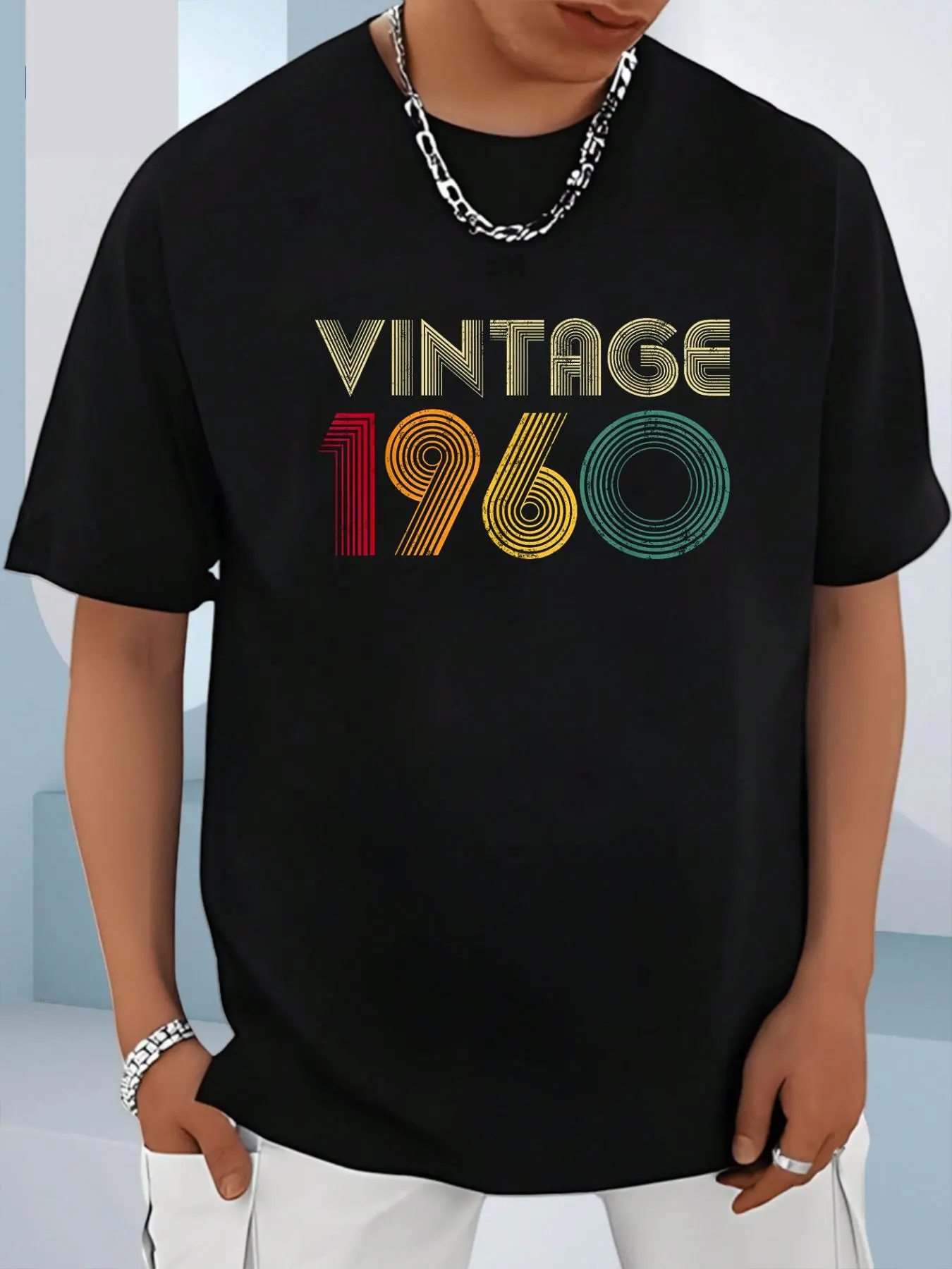 100% Cotton Unisex 65th Birthday Gift Vintage 1960 65 Years Old Men Women Retro T-Shirt, Men's Women's Shirt Top, Short Sleeve Tops Crewneck T-shirt