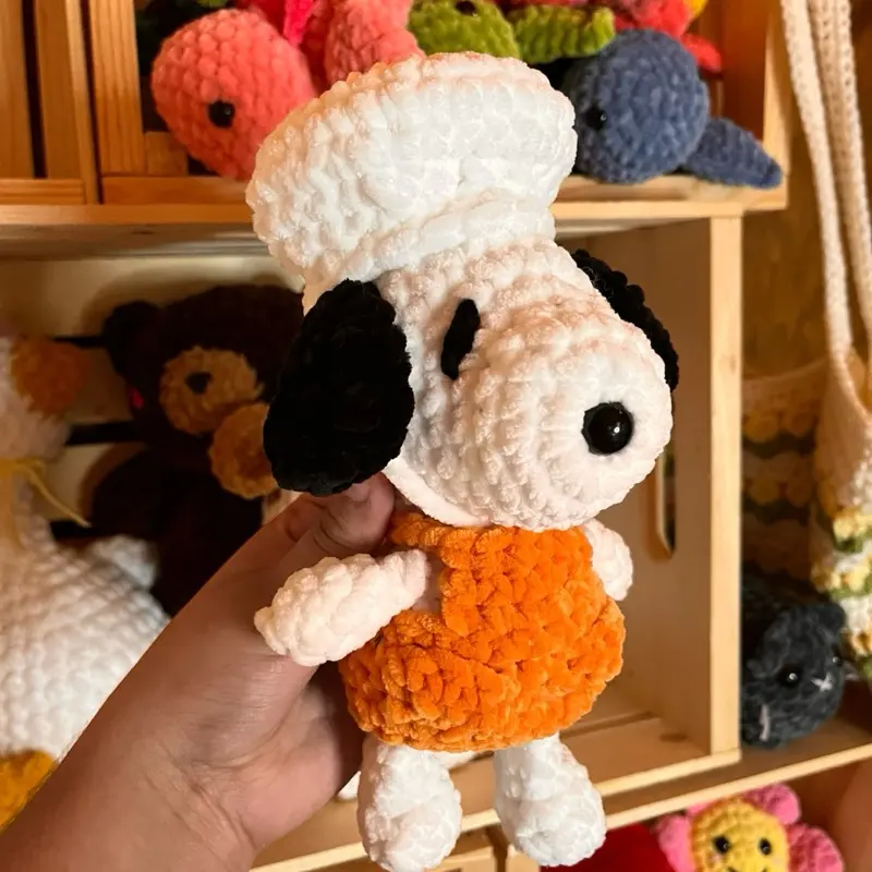 Handmade Crochet Chef Dog Plush