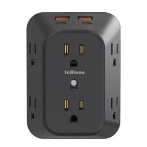 6-Outlet Extender w/ 4 USB Ports (2 USB-C), 1050J Surge Protector, Wall Mount for Home/Office/Trave