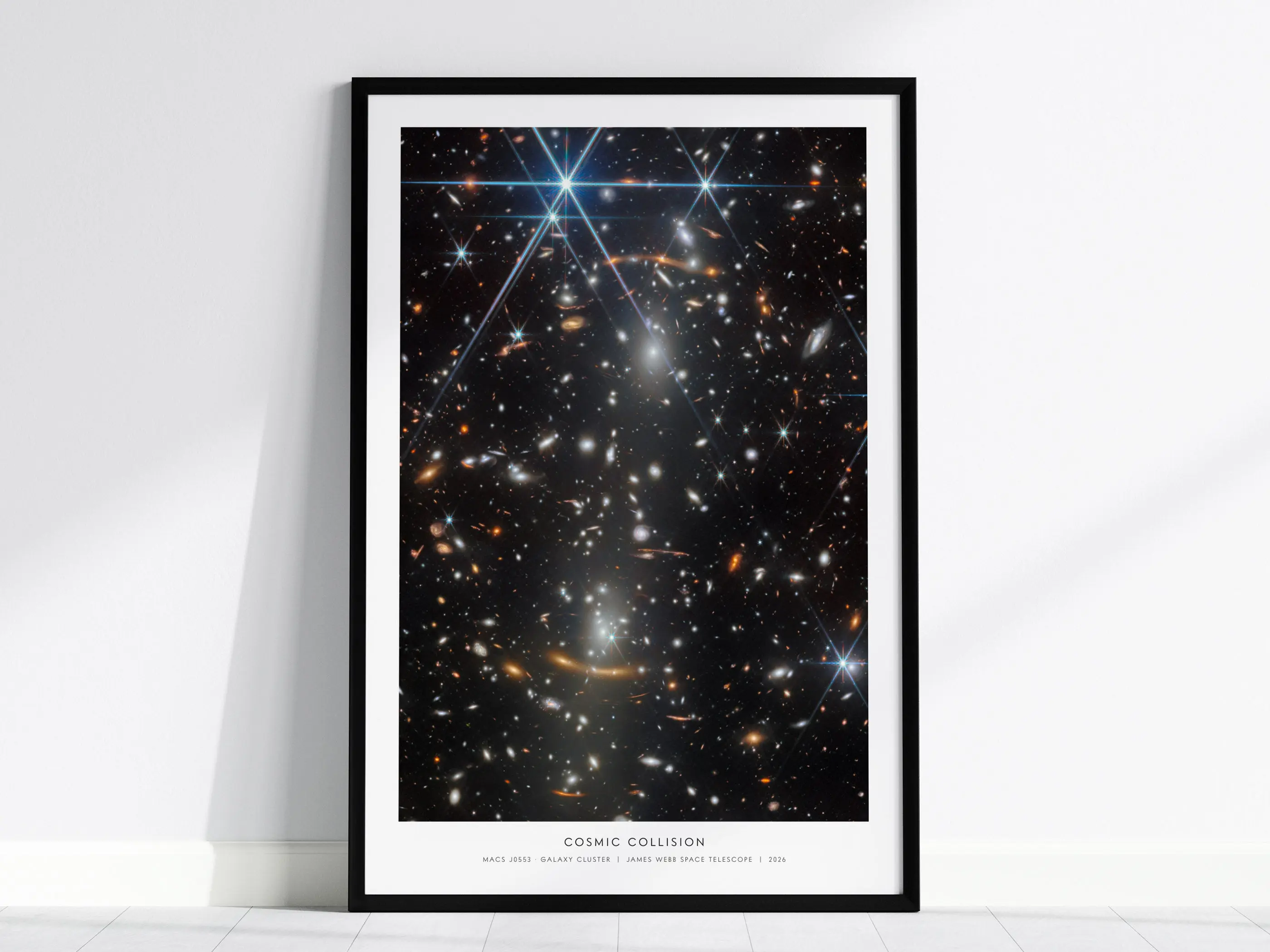 Cosmic Collision Poster | NASA MACS J0553 Galaxy Cluster Space Photography Wall Art