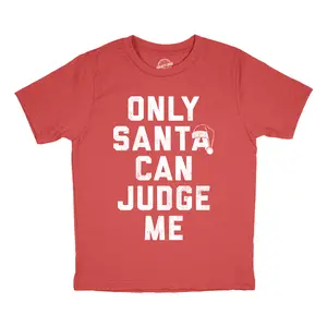 Youth Funny T Shirts Only Santa Can Judge Me Sarcastic Christmas Graphic Novelty Tee For Kids Funny T Shirts Christmas Tops for Kid Novelty Tees for Kids Red -
