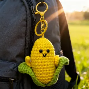 Handmade Corn Keychain Kawaii, Cute Fruit Vegetable Bag Charm, Fun and Adorable Accessory Gift, Crochet Corn Doll Keyring, Keychain For Bags, Keychain Decor