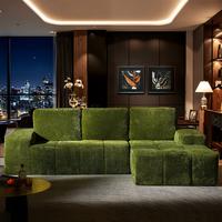 Neon Green Shimmer Plush Right Chaise