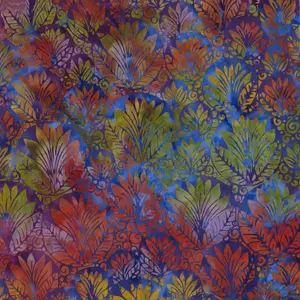 Fabric Lumin Purple/Green/Flourite Circle Leaf Garden Glory Island Batiks by the Quarter Yard 512505850