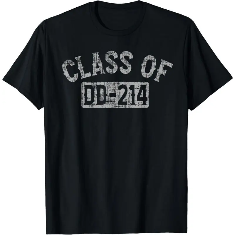 Menswear 100% Cotton Cool Casual Distressed Round Neck Streetwear DD-214 Military Veteran T-Shirt