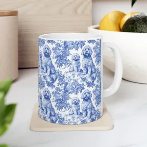 Goldendoodle French Toile de Jouy Mug - Elegant Blue Toile Coffee Cup for Doodle Moms, Doodle Dog Lover Gifts, Goldendoodle Lovers Tea Cup