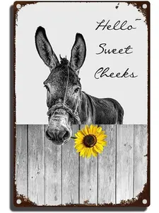 Tin Sign - Funny Donkey Animal Metal Sign - 8x12 inches - Aluminum - Wall Decor