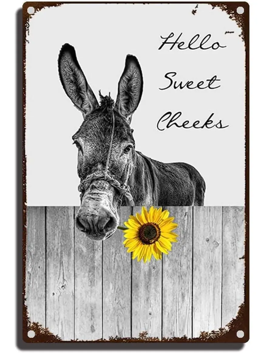Tin Sign - Funny Donkey Animal Metal Sign - 8x12 inches - Aluminum - Wall Decor