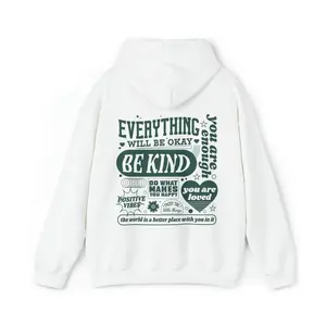 Everything Will Be Okay Hoodie Aesthetic Mental Health Retro Hoodie Self Growth Hoodie Positive Hoodie Therapy Hoodie Mental Illness Hoodie
