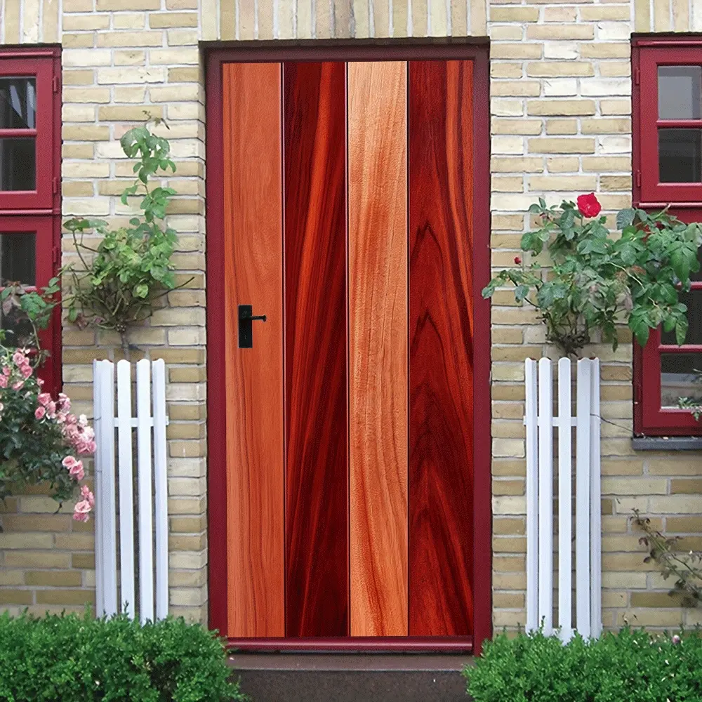 2 High Quality Wood Grain Decorative Door Stickers Self Adhesive Waterproof Removable PVC Wall Stickers for Home Renovation Living Room Bedroom Door Frame Wardrobe Furniture Decoration Film Multiple Ros