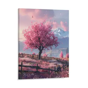 Beautiful Cherry Blossom Canvas Posters Wall Art Prints Country Rustic Tree Flowers Home Wall Aesthetic Living Room Bedroom Office Decor Festival Gift