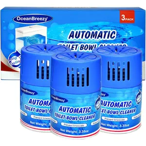 Toilet Bowl Cleaners 3 Bottles |   Automatic Long-Lasting Blue Toilet Cleaner Tablets, Septic Safe Toilet Bowl Tablets in Bottles |   Larger capacity |   Prevent Stain Buil(2800 Flushes Each)