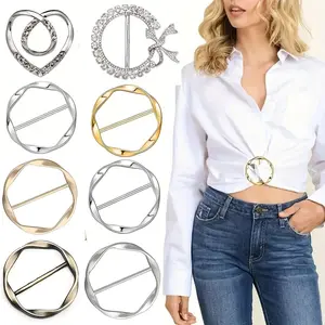 Women's Scarf Ring Clip Set, Adjustable Clips, 8pcs Stainless Steel Tie & Clasp Accessories, Stylish Functional Design for Daily Wear