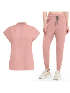 Men's Work Suit Solid Color Bat Sleeve Frosted Suit Lightweight and Elastic Suitable for Pharmacy Pharmacists Nursing Staff Uniforms