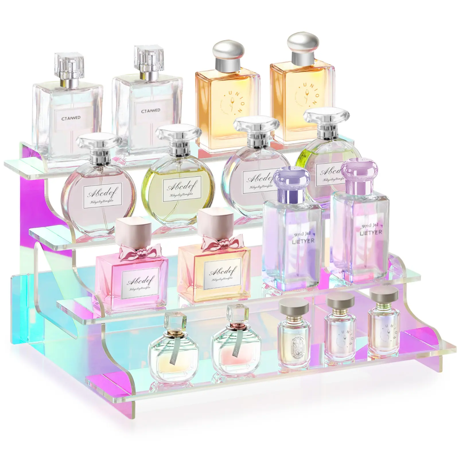 Lifewit 4 Tier Iridescent Acrylic Display Stand for Perfumes, Fragrances,Cologne, Figures, Cupcake, Dessert, Decor fragrance stand Racks Lifewit 4 Tier Iridescent Acrylic Display Stand for Perfumes, Fragrances,Cologne, Figures, Cupcake, Dessert, Decor fragrance stand Racks