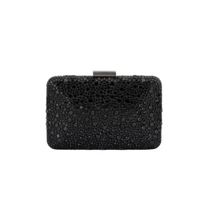 olga berg Harriet Crystal Clutch in Black