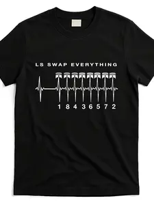Men's Ls Swap V8 Everything Automotive Graphic T-shirt - Black with White Engine Connectors Design - Breathable Heavy-duty Cotton Tee for Car Enthusiasts, Mechanics, Truck Drivers - Funny Ls SwapSame Style for Men and Women  Summer Short-sleeved