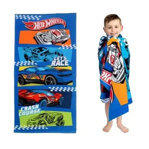 Kids Super Soft Cotton Bath/Pool/Beach Towel, 58 In x 28 In, Hot Wheels