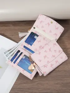 Women's Fashionable Flamingo Pattern Wallet, Casual Multi Card Slot Wallet with Tassel Decor, Simple All-Match Card Holder for Daily Life