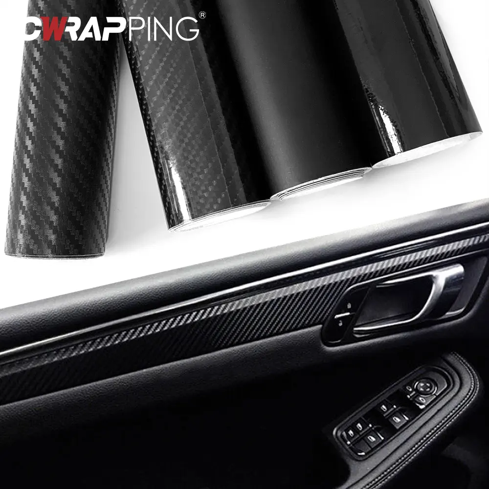 3D Carbon Fiber Car Wrap Vinyl Glossy Matte Black Self Adhesive Sticker Console Computer Laptop Case Decoration Accessories