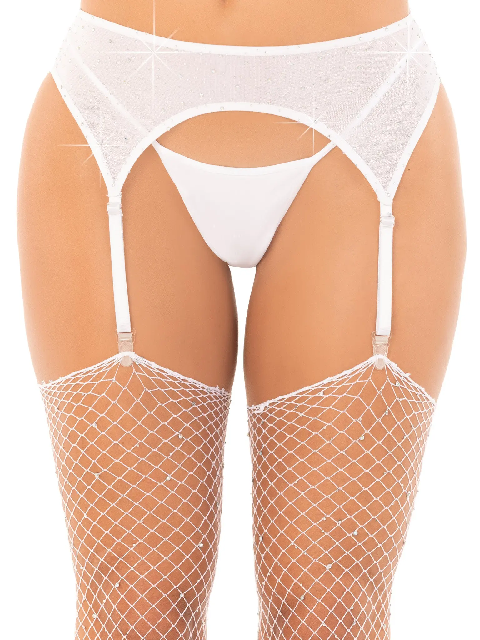 Women's Sheer Stretchy Mesh Rhinestone Garter Belt - Adjustable Straps, Sexy Lingerie Accessory