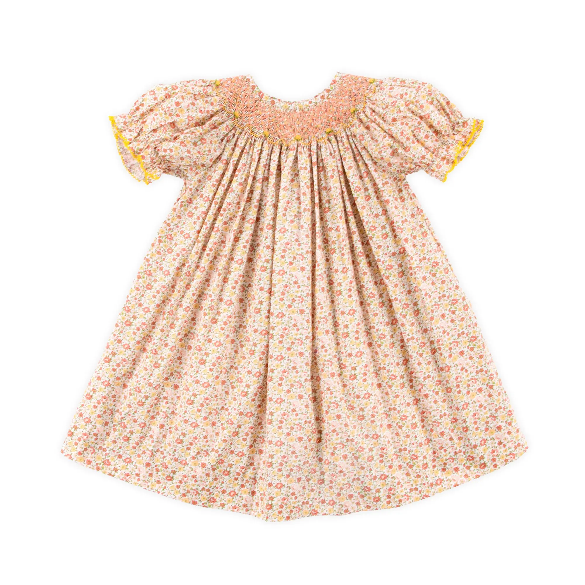 Pink Floral Smocked Bishop Dress