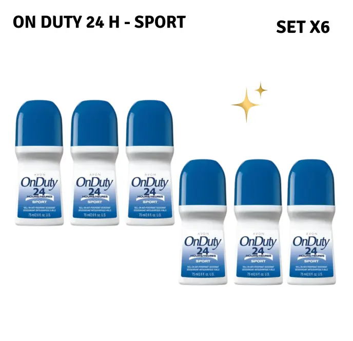 Avon On Duty 24H Sport Deodorant Set 6-Pack Long-Lasting Roll-On Protection Avon On Duty 24H Sport Deodorant Set 6-Pack Long-Lasting Roll-On Protection