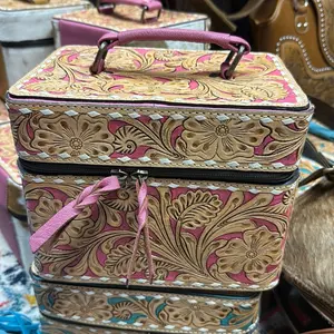 Pink tooled/cowhide Jewelry Box