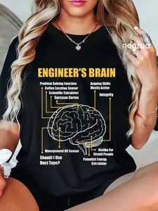 100% Cotton Engineer's Brain - Funny Sarcastic Engineering Gift Short Sleeve T-Shirt