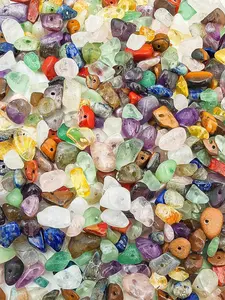 A box of mixed color natural gemstone beads, irregular gemstone bead drilling, used for DIY bracelet, earring, necklace and jewelry making