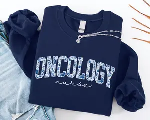 Oncology Nurse Sweatshirt - Blue Toile Nurse Week Appreciation Gift for Oncology Nurses