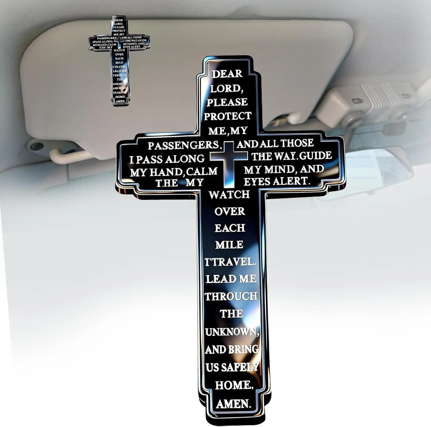 Drive Safe Visor Clip for Car – Christian Cross Car Visor Clip, Religious Cross Car Accessory, Spiritual Car Charm Gift for Drivers