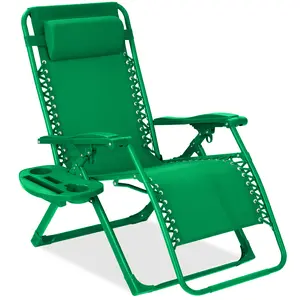 Best Choice Products Monochromatic Zero Gravity Chair, Folding Patio Recliner w/Side Tray, Headrest