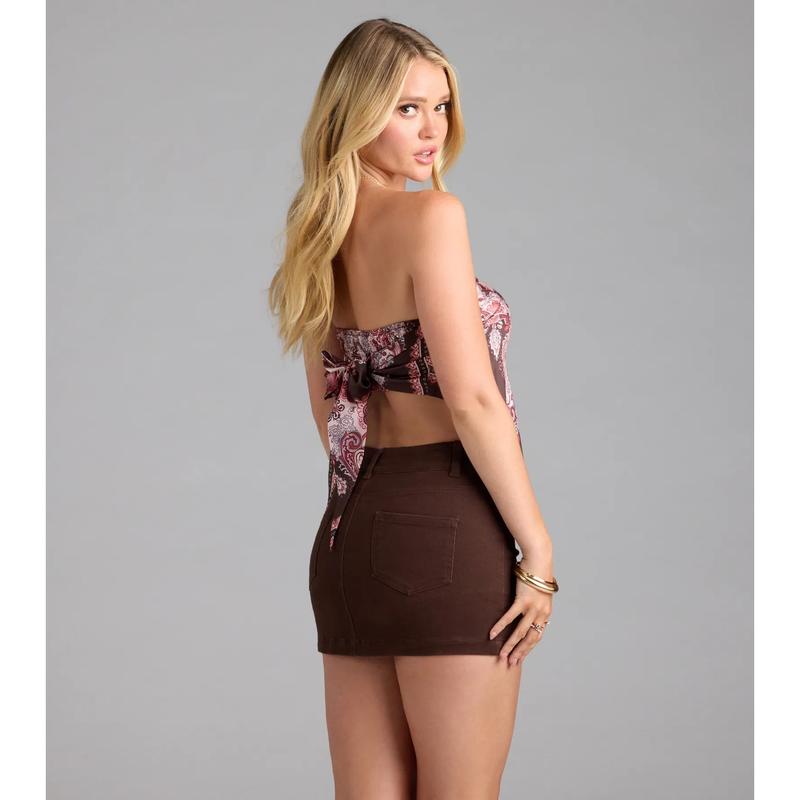 Go With The Flow Paisley Satin Scarf Top