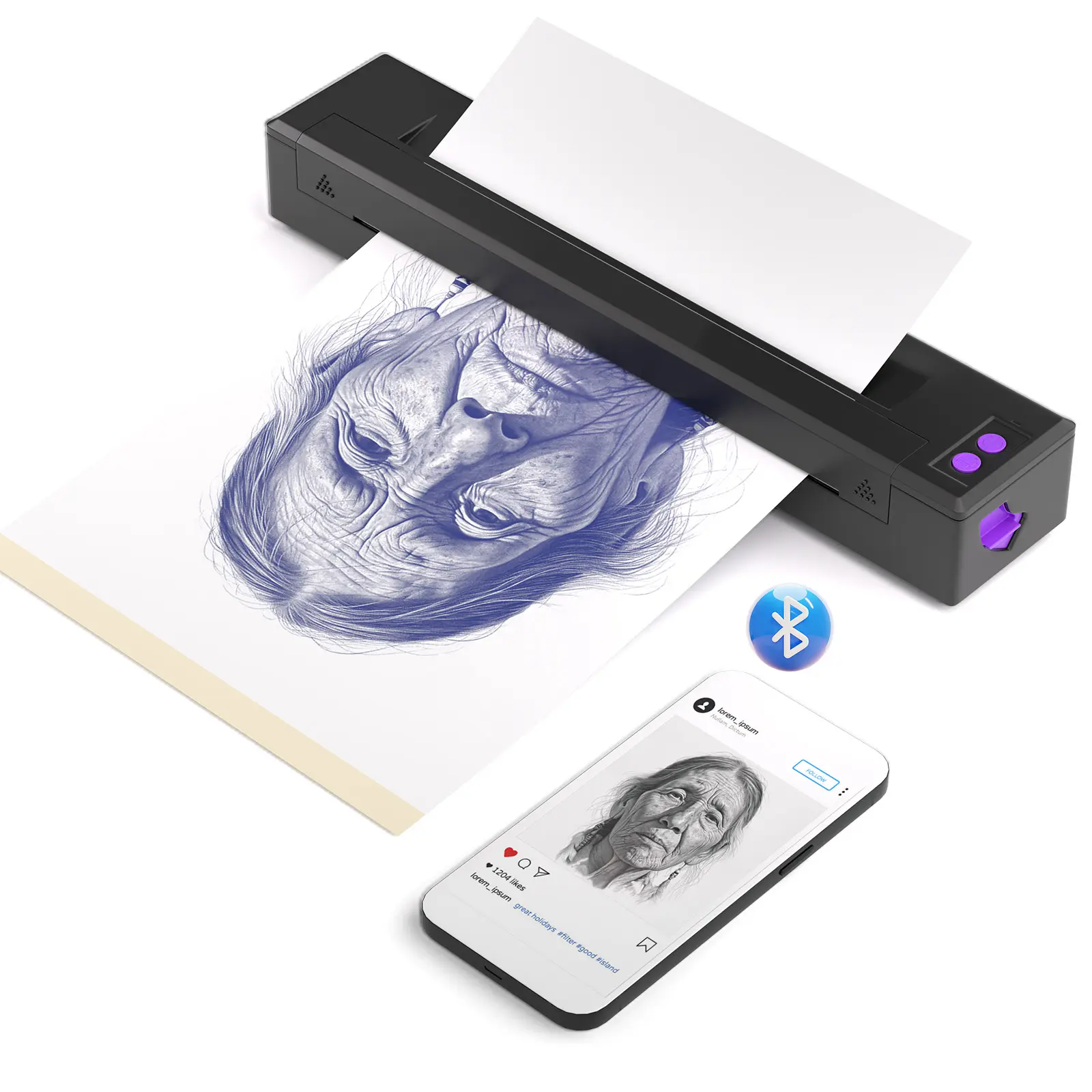 P20 New Upgraded Wireless Transfer Template Printing Machine, Equipped with 20 Sheets of Transfer Paper, Suitable for Artists and Beginners' Printing Machine Set  Festival party supplies