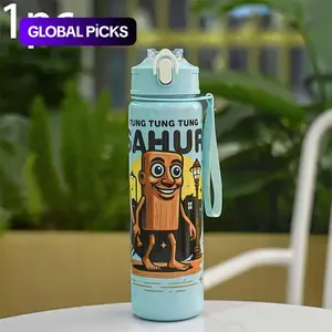 Cute Cartoon Sports Water Bottle 800 ml with Straw Lid, Leak-Proof Design with Strap, Perfect for Travel, Camping and School Gifts, Leak-Proof Tumbler, Funny Dad Tumbler, Reusable Water Bottles #GLOBAL PICKS