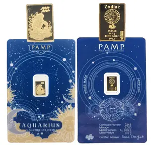 Aquarius 1/2g Gold Bar Zodiac PAMP Suisse