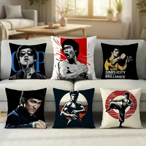 celebrity kungfu classic Bruce Lee Pillow Case new style printing Pillowcase Anti-dustmite Invisible zipper silky short plush Sofa cushion cover polyester microfiber queen king bed home