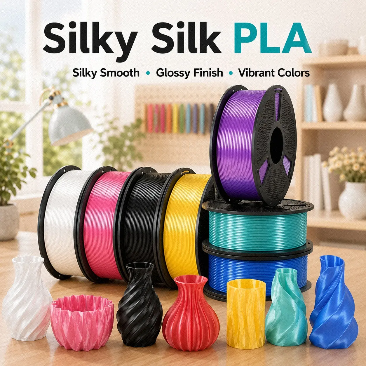 Filazoo Silk PLA Filament 1.75mm 1KG for FDM 3D Printers, High Gloss Silk Finish, Enhanced Toughness, No Clogging, No Stringing, Vibrant Colors