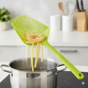 Premium Ice Block Scooper with Fruit Fork Kitchen Multi Tool Non Slip Grip High Heat Resistant Cooking Baking Stainless Steel Commercial Grade Rustproof Utensil Durable Food Tongs Must Have Culinary Accessory