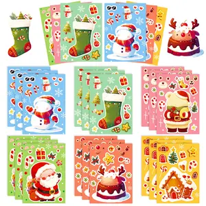 Christmas Stickers Face Changing Stickers DIY Snowman Socks Reindeer Santa Claus Emoji Cute Decoration Water Cup Gift Personalized Stickers