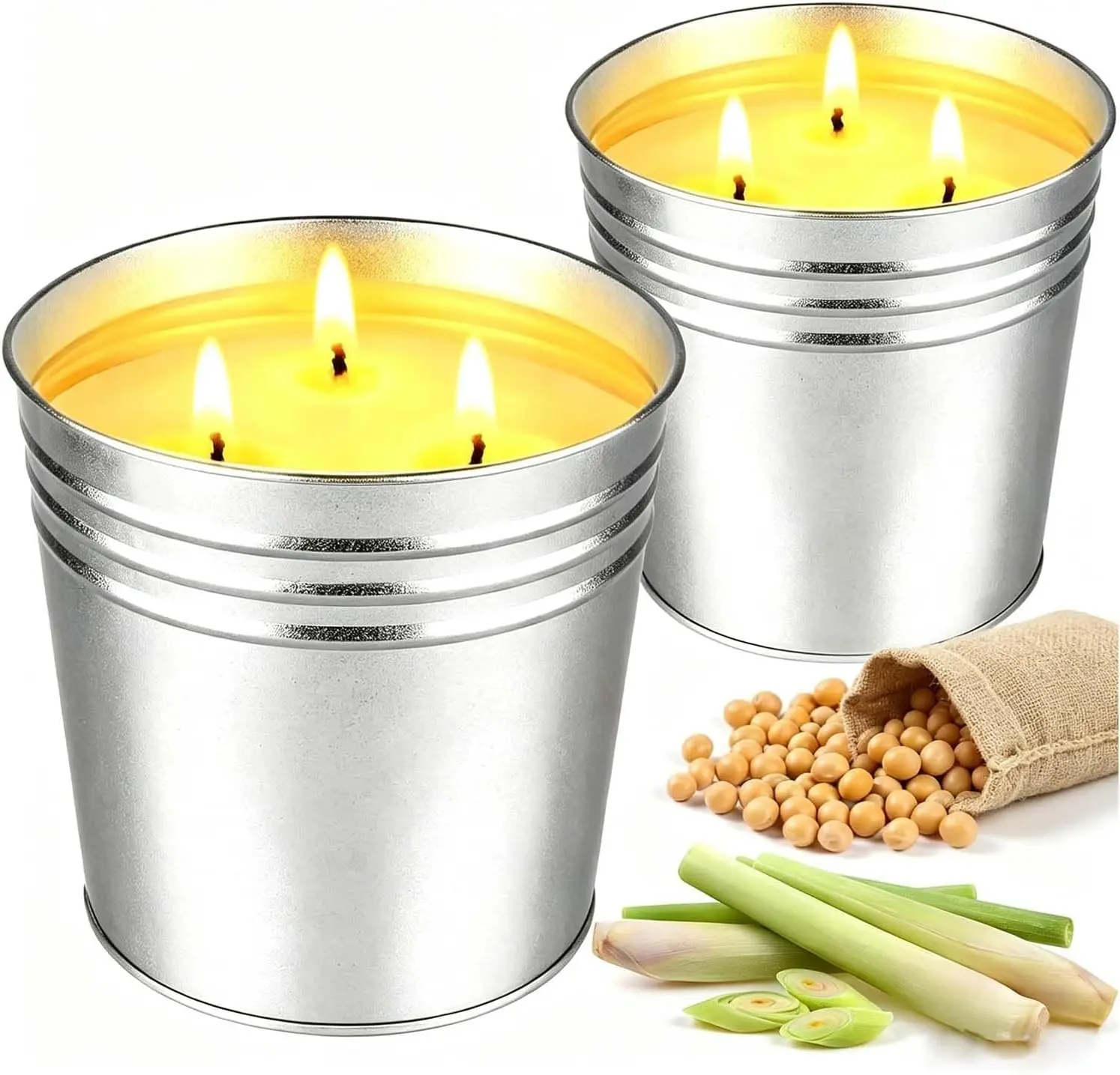 Citronella Candles Outdoor – 2 x 17 oz Large 3-Wick Outdoor Candle, Up to 180 Hours Burn Time, Lemongrass Scent for Outdoor Patio, Garden, Yard, Balcony, Camping