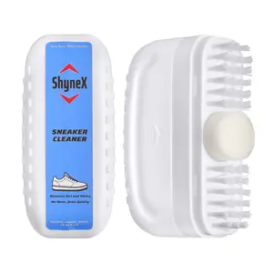 ShyneX 2-in-1 Sneaker Cleaner Brush | Travel Size Shoe Brush with Built-In Cleaning Solution | Non-Toxic, Non-Scratch Formula | Safe for White Shoes, Sneakers, Polyester, Foam, Nylon, Leather, Canvas, and all Footwear