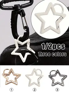 1/2pcs,Zinc Alloy Star-Shaped Carabiner, Spring Buckle, Decorative Connection Buckle, For Keychain, Backpack Decoration Buckle, Pendant Etc Everyday Use, Stylish Keyring, Very Suitable For Students, Workers And Teenagers
