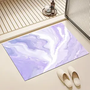 Floor Mats Absorbent & Non - Slip Diatomaceous Earth Shower Mat, Quick - Dry Bathtub Mat With Purple - White Marble Pattern Design For Bathrooms Kitchens & Entrances Perfect For Holiday Gifting