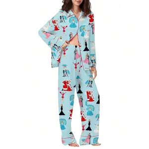 Autumn and Winter New Style Women Christmas Pajama Set Y2k Nutcracker Long Sleeve Shirt And Wide Leg Pants Cute Pjs Outfits