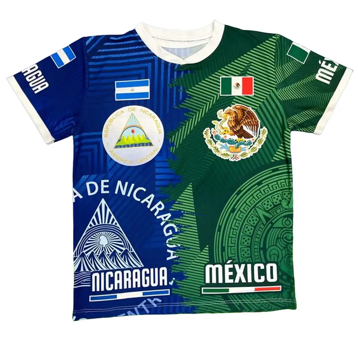 Nicaragua & Mexico Sport Shirt, Nicaragua Mexico Flag Jersey, Binational Pride Fan Shirt, Unisex Supporter Apparel, Lightweight Breathable Sports Tee